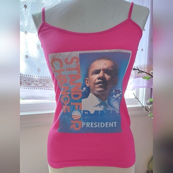 OBAMA Hot Pink Tank Size Fits Most - Picture 1 of 5